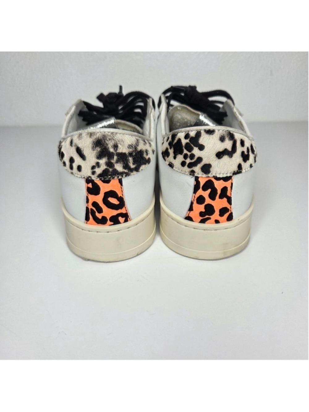 P448 John Low Top Sneakers White Animal Print Neon Women's Size 39 US 8.5 - Picture 8 of 13